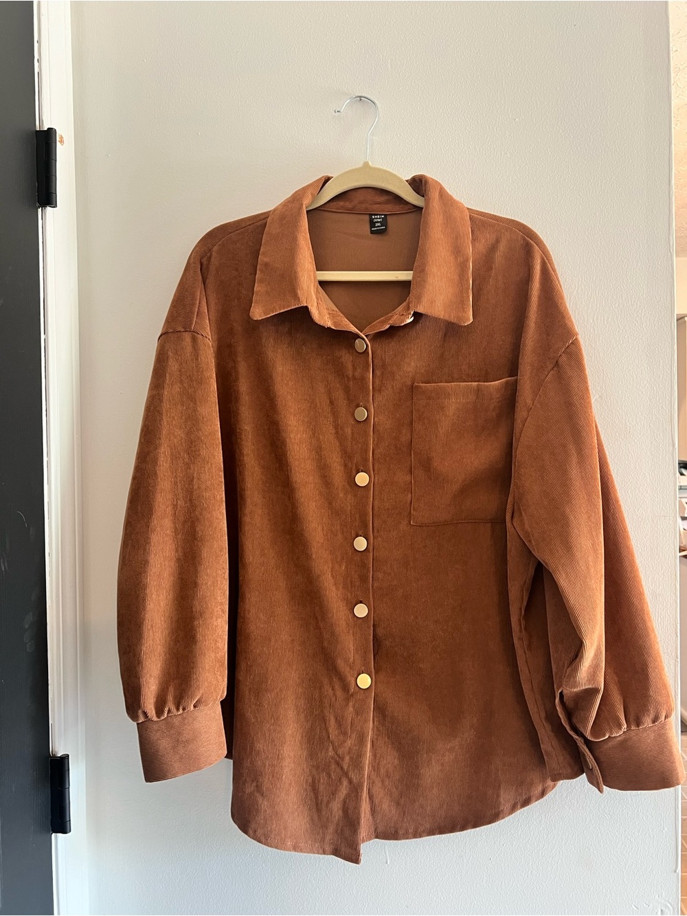 SHEIN Rust Button-Front Corduroy Shirt